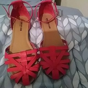 Leather caged sandals